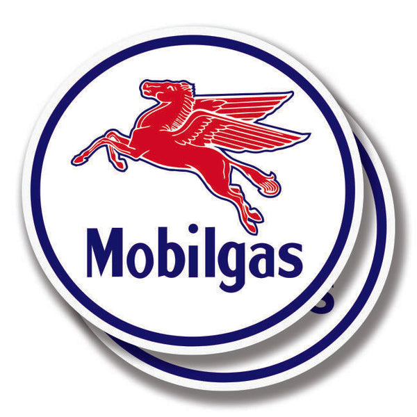 MOBIL GAS DECAL Vintage Style 2 Stickers Bogo Car Window Bumper