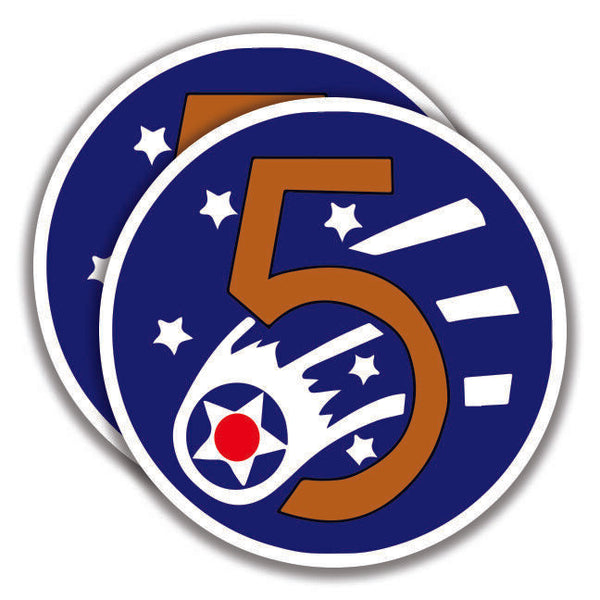 U.S. 5th FIFTH AIR FORCE SHIELD DECAL 2 Stickers Bogo Pacific Forces