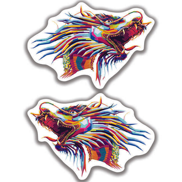 COLORFUL CHINESE STYLE DRAGON DECAL 2 Stickers Bogo Car Window Bumper 4x4