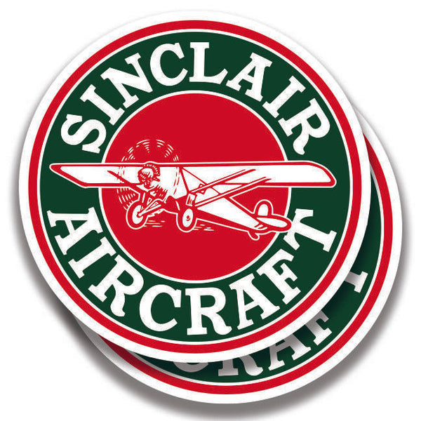 SINCLAIR AIRCRAFT FUEL DECAL Vintage Style 2 Stickers Bogo Car Window Bumper