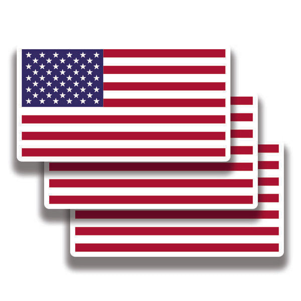 3 USA AMERICAN FLAG DECALs Sticker United States For Car Bumper