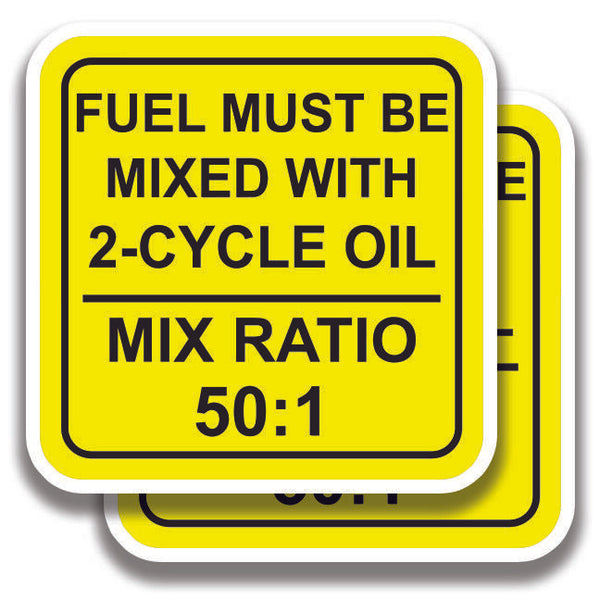 OIL FUEL MIX RATIO DECAL 50-1 2 Stickers Bogo For Car Window Boat Bumper Truck