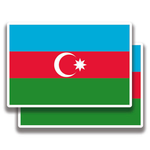 AZERBAIJAN FLAG DECAL 2 Stickers Bogo For Car Bumper Truck