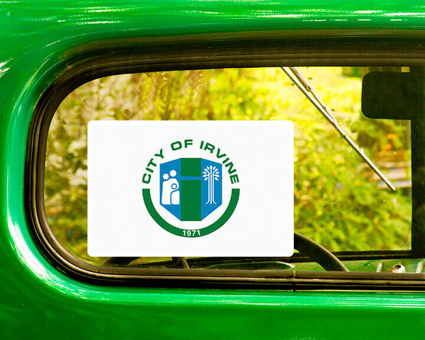 IRVINE CALIFORNIA FLAG DECAL 2 Stickers Bogo For Car Bumper