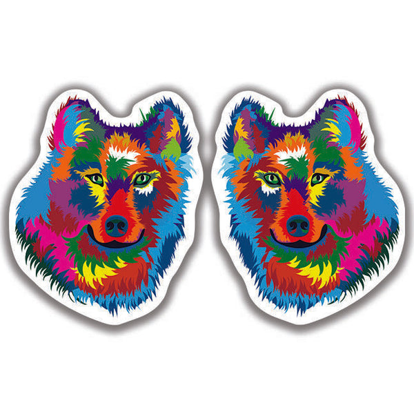 WOLF DOG DECAL Color Splash 2 Stickers Bogo Car Window Bumper 4x4