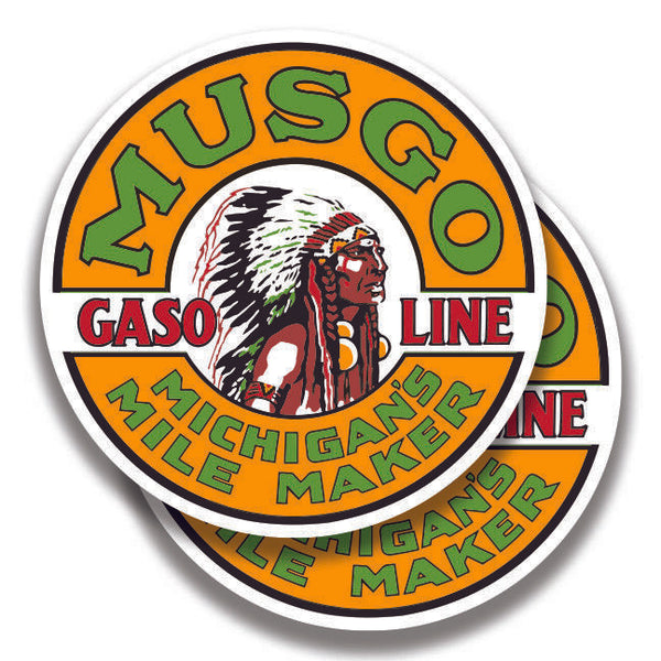 MUSGO GASOLINE DECAL Vintage Style 2 Stickers Bogo Car Window Bumper