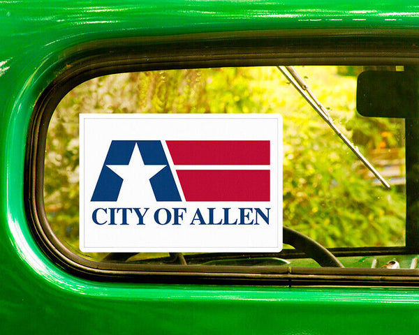 ALLEN TEXAS FLAG DECALs 2 Stickers Bogo For Car Window Bumper