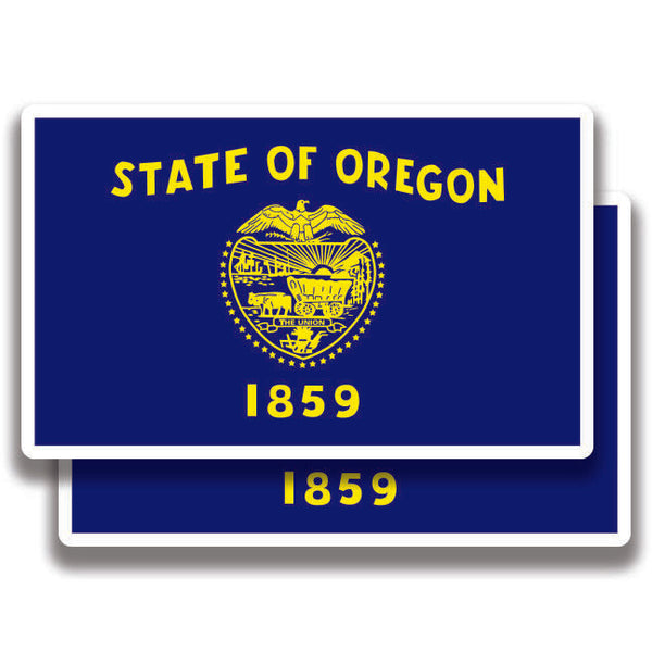 OREGON STATE FLAG DECAL 2 Stickers Bogo For Car Bumper