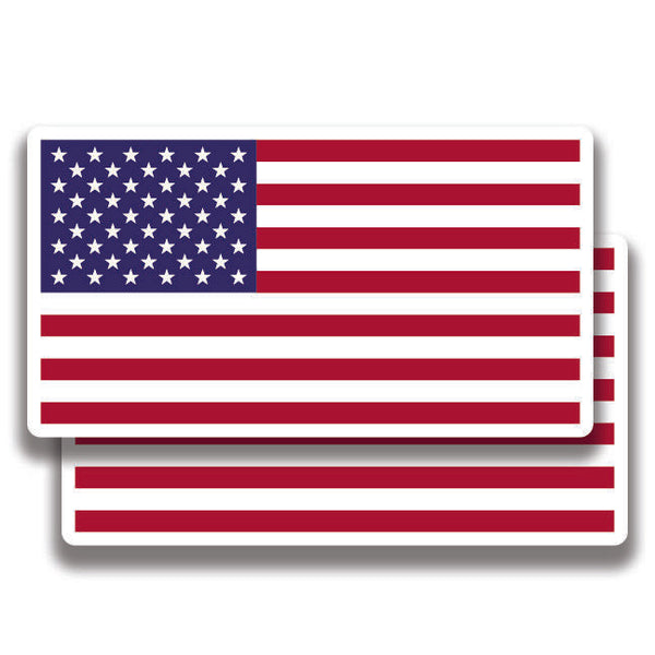 AMERICAN USA FLAG DECAL 2 Stickers Bogo For Car Bumper Truck