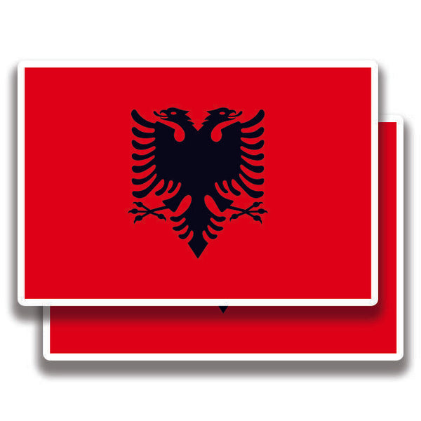 ALBANIA FLAG DECAL 2 Stickers Bogo For Car Bumper Truck 4x4