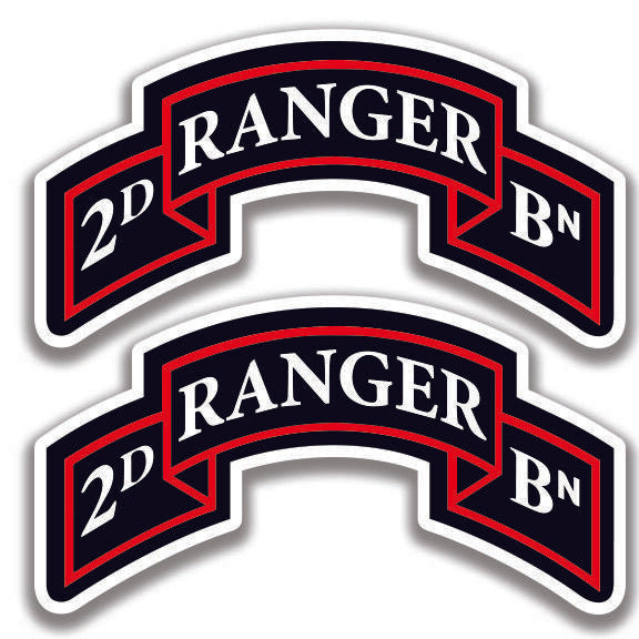 2nd RANGER BATTALION TAB DECALs 2 Stickers U.S. Bogo Military