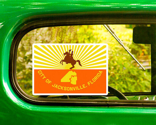 JACKSONVILLE FLORIDA FLAG DECAL 2 Stickers Bogo For Car Bumper Truck