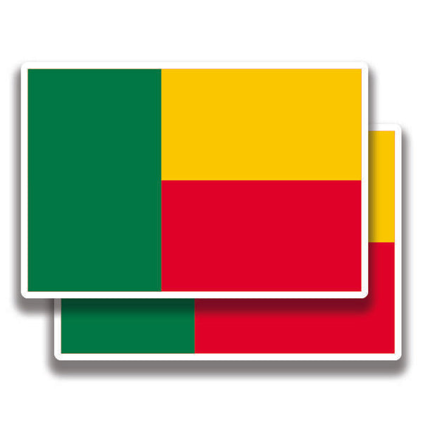 BENIN NATIONAL FLAG DECAL 2 Stickers Bogo For Car Bumper Truck