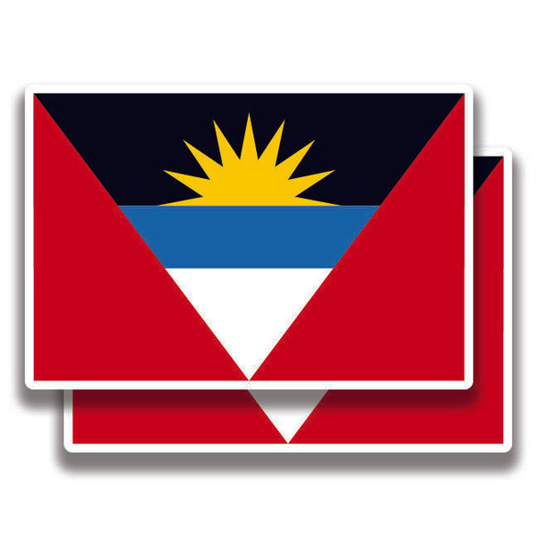 ANTIGUA And BARBUDA FLAG DECAL 2 Stickers Bogo For Car Bumper
