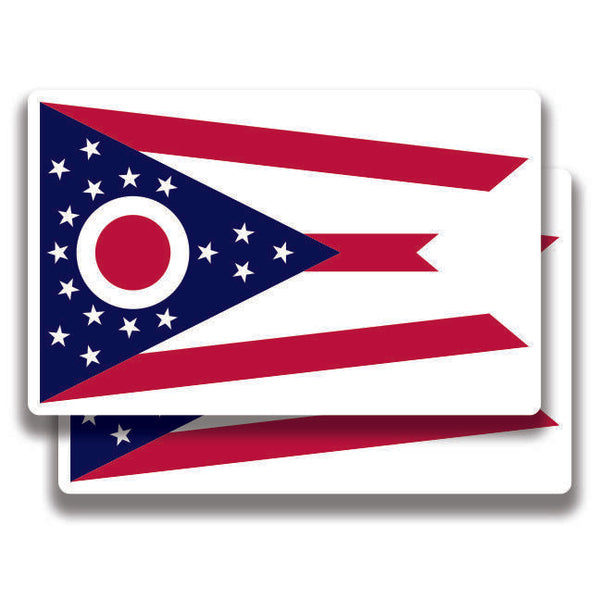 OHIO STATE FLAG DECAL 2 Stickers Bogo For Car Bumper