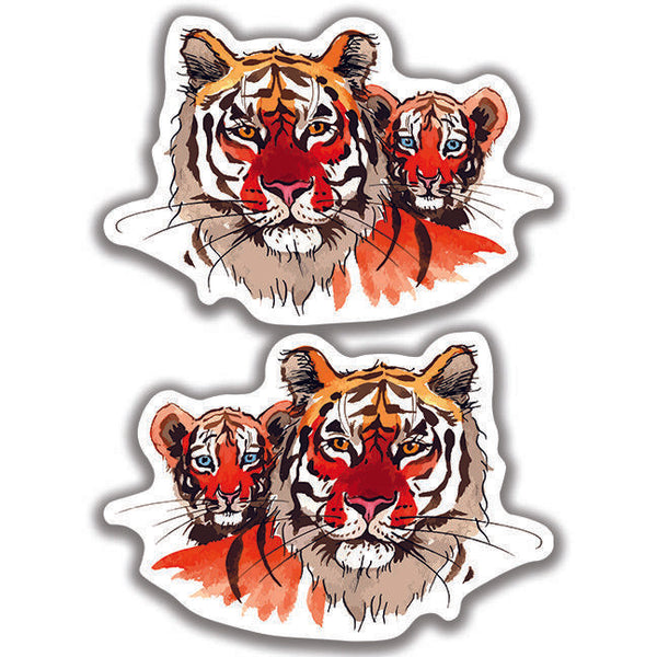 TIGER MOM CUB DECAL Big Cat 2 Stickers Bogo Car Window Truck Bumper 4x4