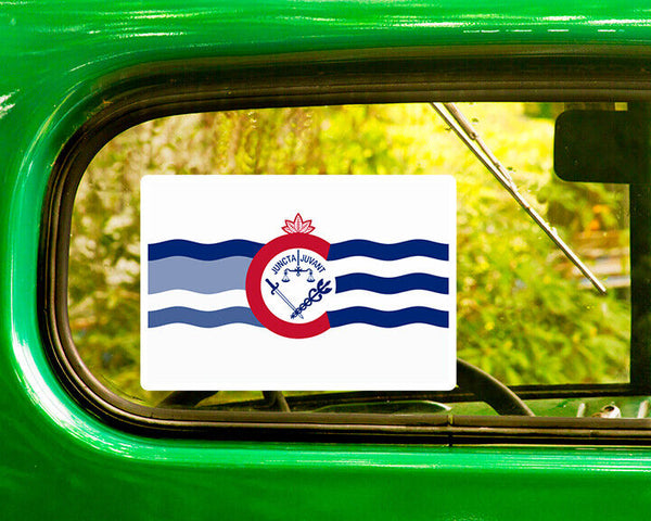 CINCINNATI OHIO FLAG DECAL 2 Stickers Bogo For Car Bumper