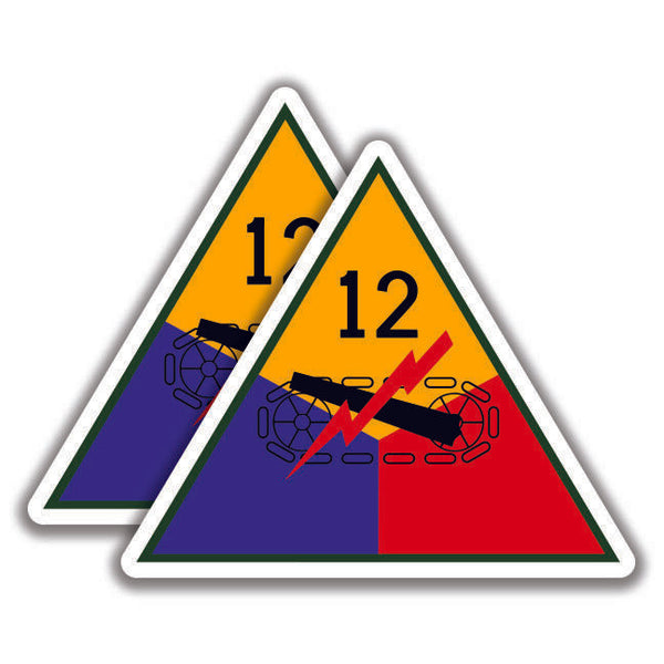 12th ARMORED DIVISION DECAL U.S. Army 2 Stickers Bogo Military