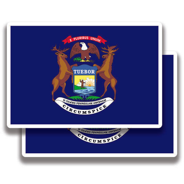 Michigan State Flag Stickers 2 Decals Bogo For Car Bumper Truck Window