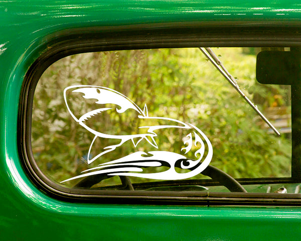 2 White Shark Decals Sticker - The Sticker And Decal Mafia