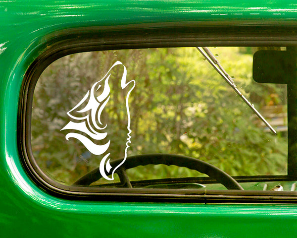 2 Howling Wolf Stickers Decal - The Sticker And Decal Mafia