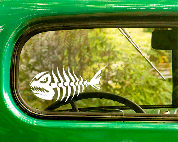 2 Angry Fish Skeleton Decal Stickers - The Sticker And Decal Mafia