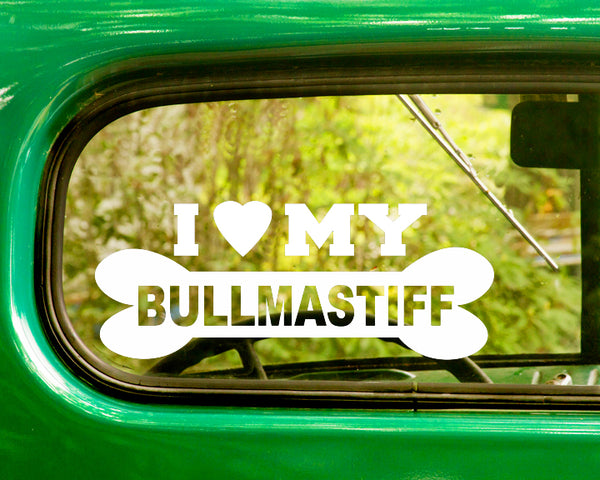 2 I LOVE MY BULLMASTIFF Dog Breed Decal Stickers - The Sticker And Decal Mafia