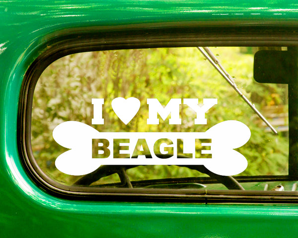 2 I LOVE MY BEAGLE Dog Breed Decals Stickers - The Sticker And Decal Mafia