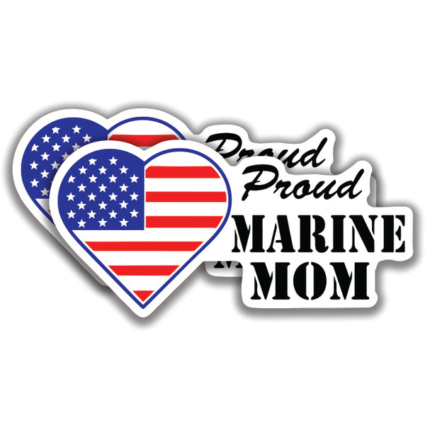 Proud U.S. Marine Mom USMC Decals 2 Stickers Bogo