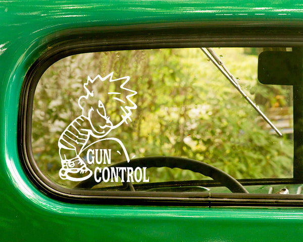 2 BOY PISSING ON GUN CONTROL Decals Sticker - The Sticker And Decal Mafia