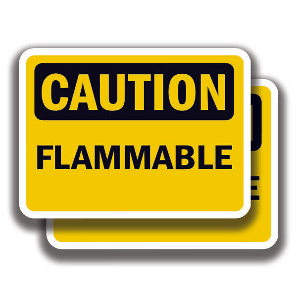 CAUTION FAMMABLE DECAL Stickers Sign Bogo For Truck Window Office