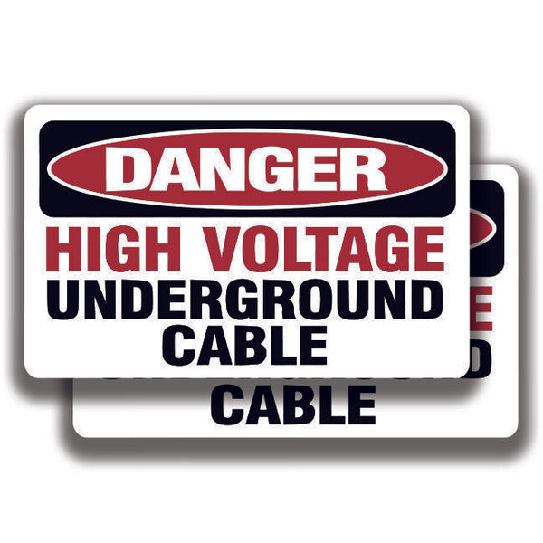DANGER UNDERGROUND CABLE DECAL Stickers Sign Bogo For Truck Window