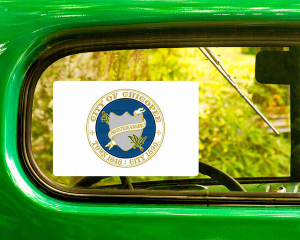 CHICOPEE MASSACHUSETTS FLAG DECAL 2 Stickers Bogo For Car Bumper