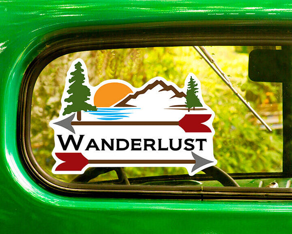 WANDERLUST DECALs 2 Stickers Bogo For Car Window Bumper Laptop RV Camper Truck