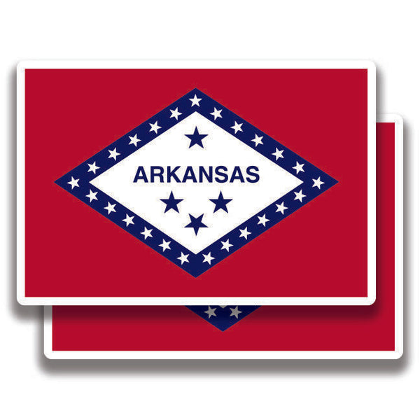 ARKANSAS FLAG DECAL 2 Stickers Bogo For Car Bumper Truck