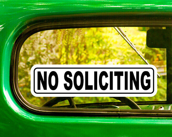 NO SOLICITING SIGN DECAL Bogo 2 Stickers For Truck Window Business Office