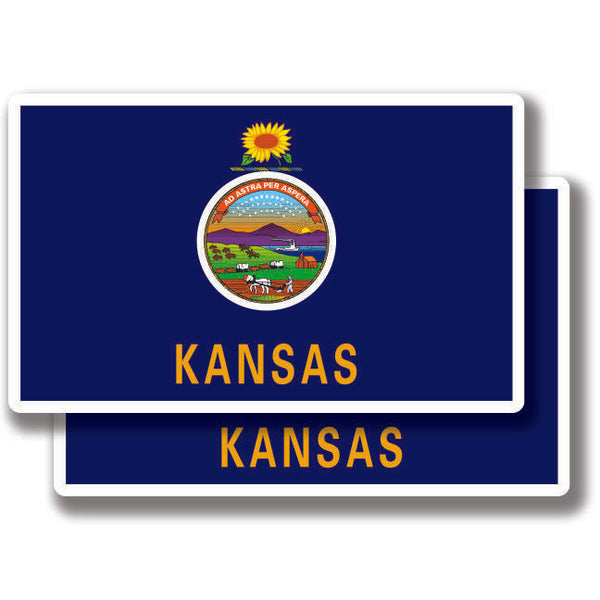 KANSAS STATE FLAG DECAL 2 Stickers Bogo For Car Bumper