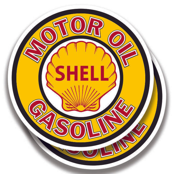 SHELL OIL GASOLINE DECAL Vintage Style 2 Stickers Bogo Car Window Bumper