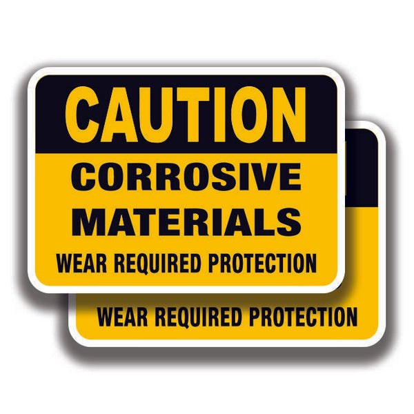 CAUTION CORROSIVE MATERIALS DECAL Stickers Sign Bogo For Truck Window Office