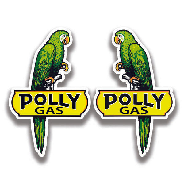 POLLY GAS PARROT DECAL Vintage Style 2 Stickers Bogo Car Bumper