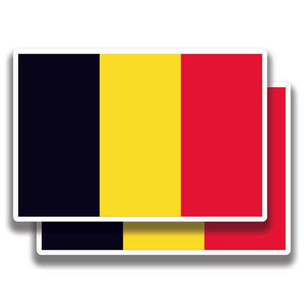 BELGIUM NATIONAL FLAG DECAL 2 Stickers Bogo For Car Bumper Truck