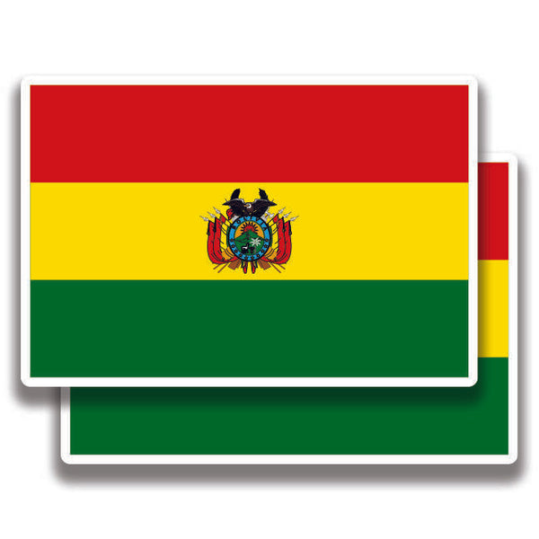 BOLIVIA NATIONAL FLAG DECAL 2 Stickers Bogo For Car Bumper 4x4