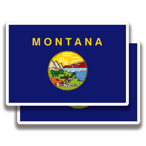 MONTANA STATE FLAG DECAL 2 Stickers Bogo For Car Bumper