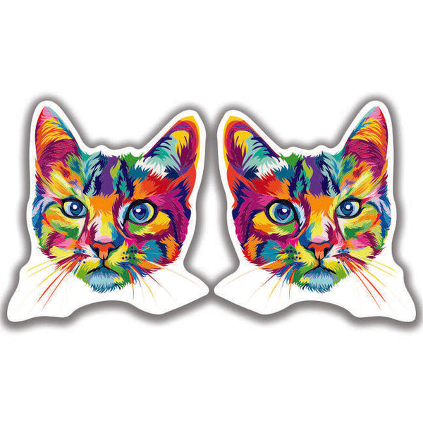COLORFUL HOUSE CAT DECAL Kitty 2 Stickers Bogo Car Window Bumper 4x4