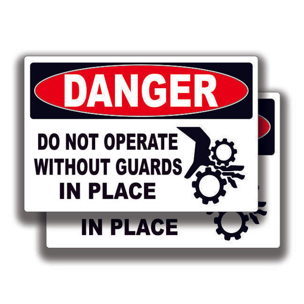 DO NOT OPERATE WITHOUT GUARDS DECAL Danger Stickers Sign Bogo Truck Window