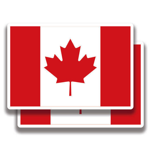 CANADA NATIONAL FLAG DECAL 2 Stickers Bogo For Car Bumper Truck