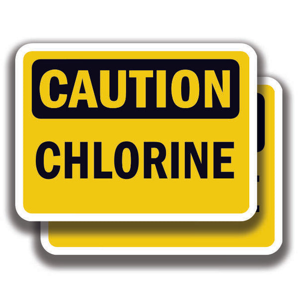 CAUTION CHLORINE DECAL Stickers Sign Bogo For Truck Window Office