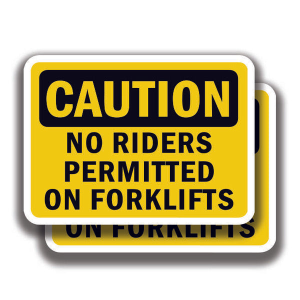 NO RIDERS ON FORKLIFTS DECAL Caution Stickers Sign Bogo For Truck Window