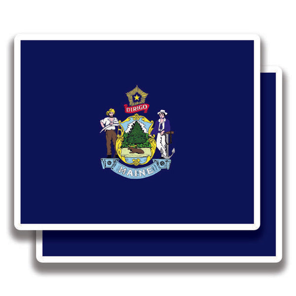 MAINE STATE FLAG DECAL 2 Stickers Bogo For Car Bumper