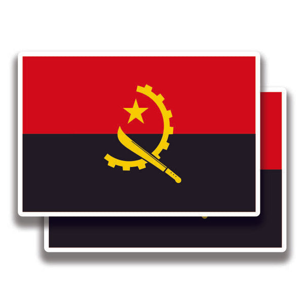 ANGOLA FLAG DECAL 2 Stickers Bogo For Car Bumper Truck